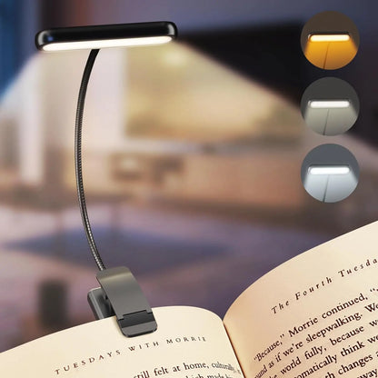 LEDs Book Light USB Rechargeable – Flexible Clip-On Reading Lamp with Warm, Cool & Daylight Modes
