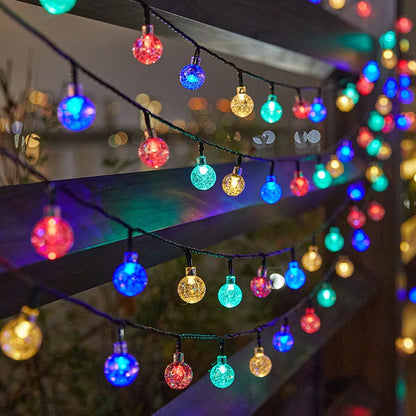 Solar Bubble Ball String Lights – Waterproof LED Water Drop Lights for Outdoor Christmas, Patio, Garden & Holiday Decorations