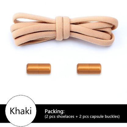 Colored Round No Tie Shoelaces – Elastic Lock Shoelaces with Matte Metal for Sneakers & Casual Shoes