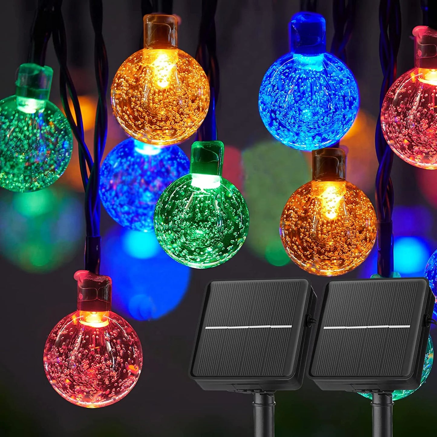 LED Solar String Lights – Waterproof Crystal Globe Lights with 8 Modes for Outdoor Garden, Patio, Tree & Party Decoration