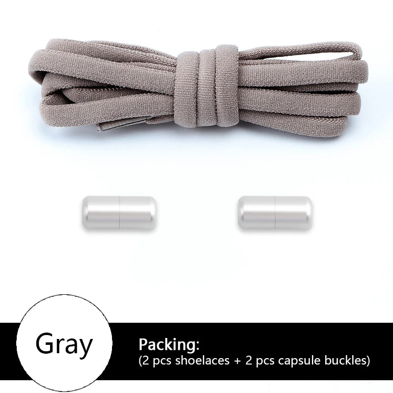 Colored Round No Tie Shoelaces – Elastic Lock Shoelaces with Matte Metal for Sneakers & Casual Shoes