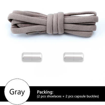 Colored Round No Tie Shoelaces – Elastic Lock Shoelaces with Matte Metal for Sneakers & Casual Shoes