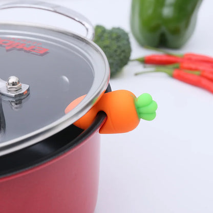 Silicone Carrot & Chicken Leg Pot Lid Lifters – Anti-Overflow Clips for Boil Prevention