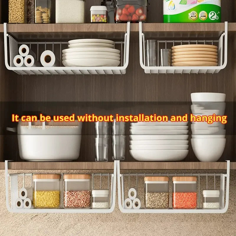 Large Capacity Hanging Net Basket – Iron Wall-Mounted Storage Rack for Kitchen & Wardrobe