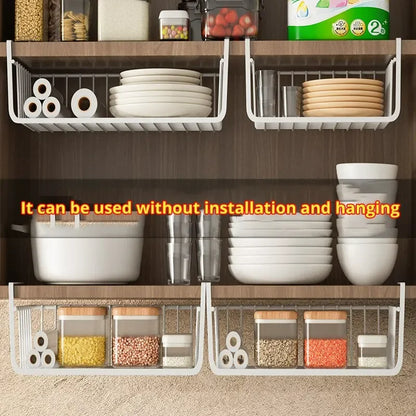 Large Capacity Hanging Net Basket – Iron Wall-Mounted Storage Rack for Kitchen & Wardrobe