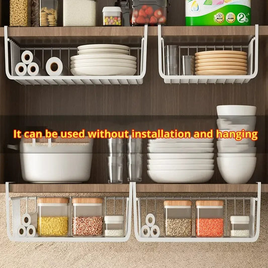 Large Capacity Hanging Net Basket – Iron Wall-Mounted Storage Rack for Kitchen & Wardrobe