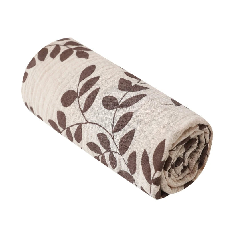 Cotton Muslin Baby Swaddle Blanket – Solid & Floral Print Crinkle Fabric for Newborns and Toddlers