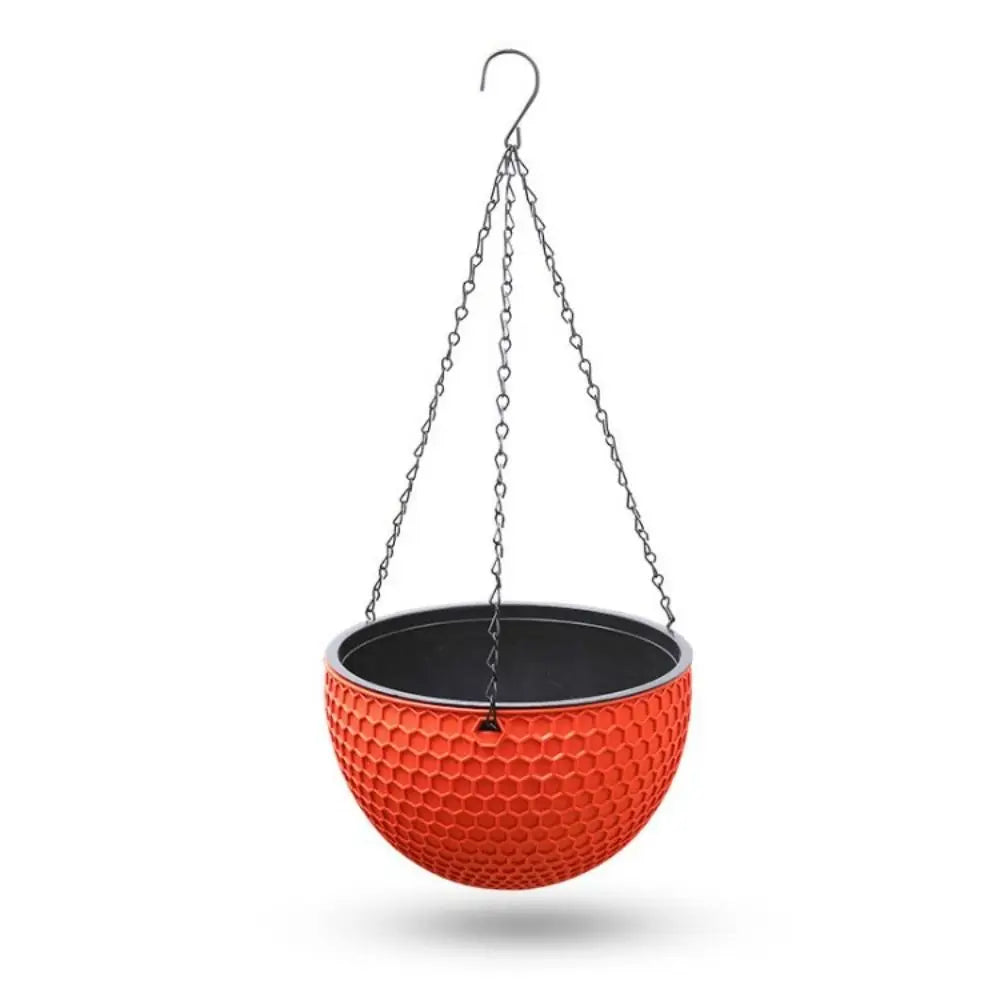 New Plastic Imitation Weaving Flower Pot Self Absorbent Outdoor Hydroponic Flowerpot Garden Decoration Hanging Flower Basket