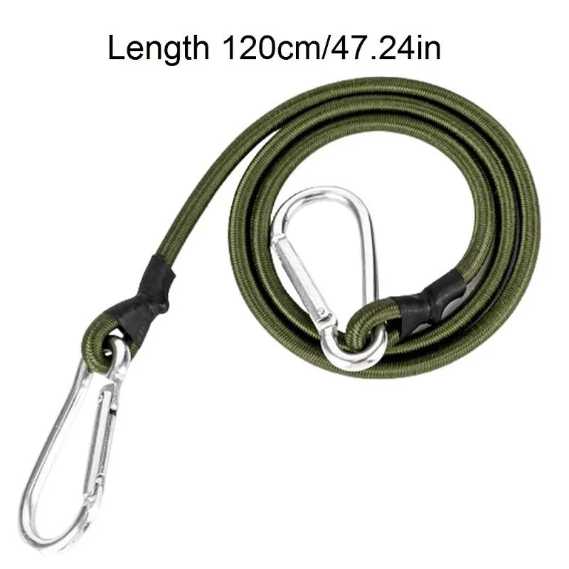 Adjustable Heavy-Duty Bungee Cord with Carabiner – 30–120cm Elastic Tie Strap for Luggage, Kayak, and Camping