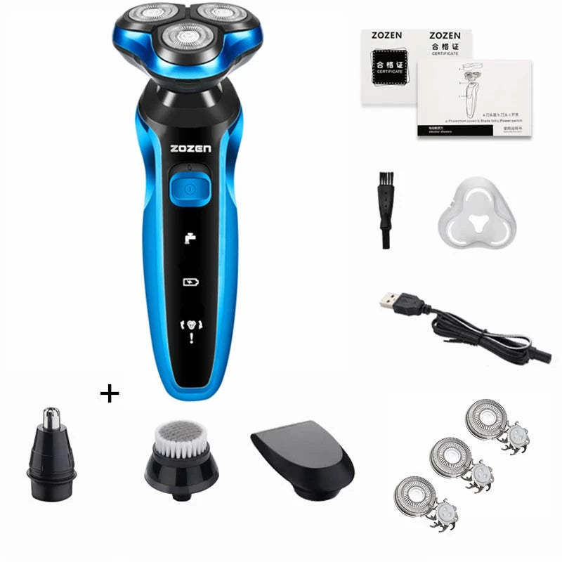 ZOZEN Electric Shaver – Rechargeable Waterproof Razor for Wet & Dry Beard & Body Hair Trimming