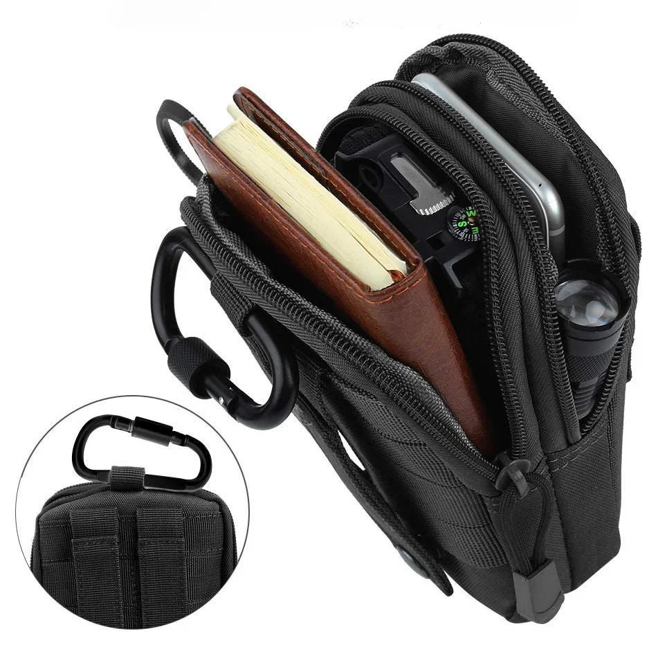 Tactical Universal Cell Phone Holster – Molle Hip Waist Pack with Zipper for Men & Women