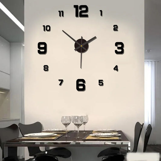 3D Creative Frameless DIY Wall Hanging Clock – Silent Digital Clock with Antique Style for Living Room & Office Decoration