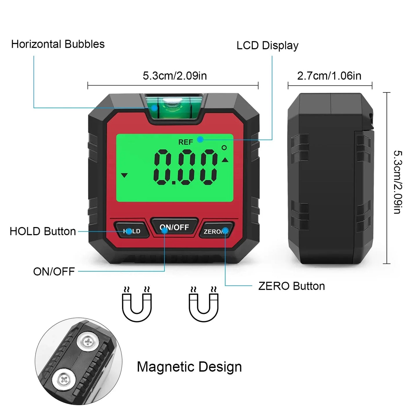 Digital level with backlight intensity magnetic goniometer Waterproof clinometer, time-saving and labor-saving hanging ornaments