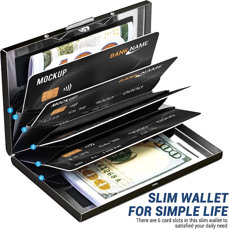 Anti-Scan RFID Blocking Aluminum Metal Card Holder – Slim Wallet for Business and Travel