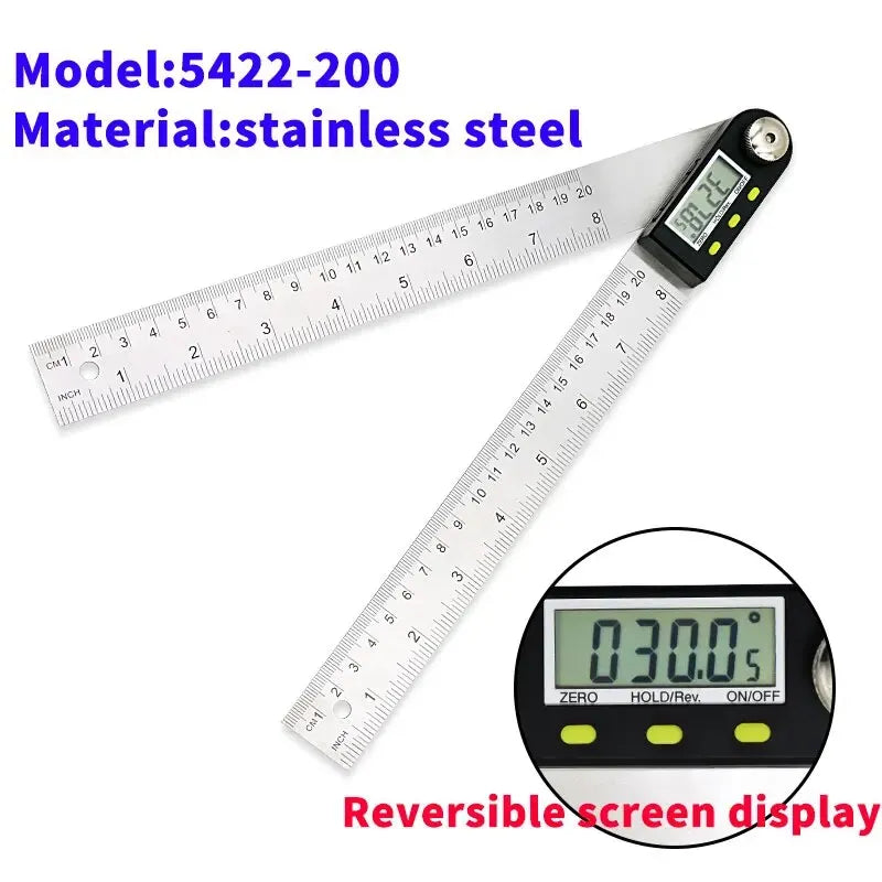 Shahe 0-200/300mm Digital Protractor Angle Ruler – Electronic Goniometer Measuring Tool