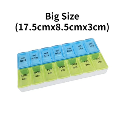 7-Day Travel Pill Organizer – Portable Weekly Pill Case with 14 Grids for Vitamins & Medications