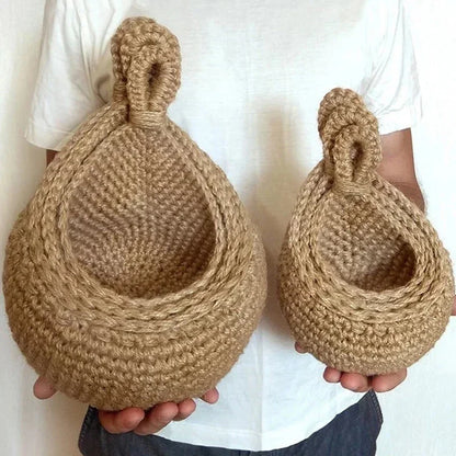Wall-Mounted Vegetable & Fruit Basket – Natural Wicker Weave Storage for Kitchen and Home Decoration