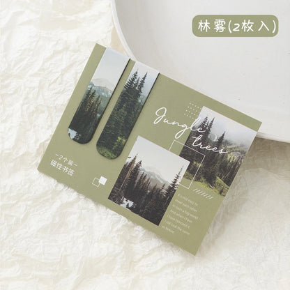 JIANQI Magnetic Bookmarks (2pcs) – Scenic Literary Reading Tools for School & Office