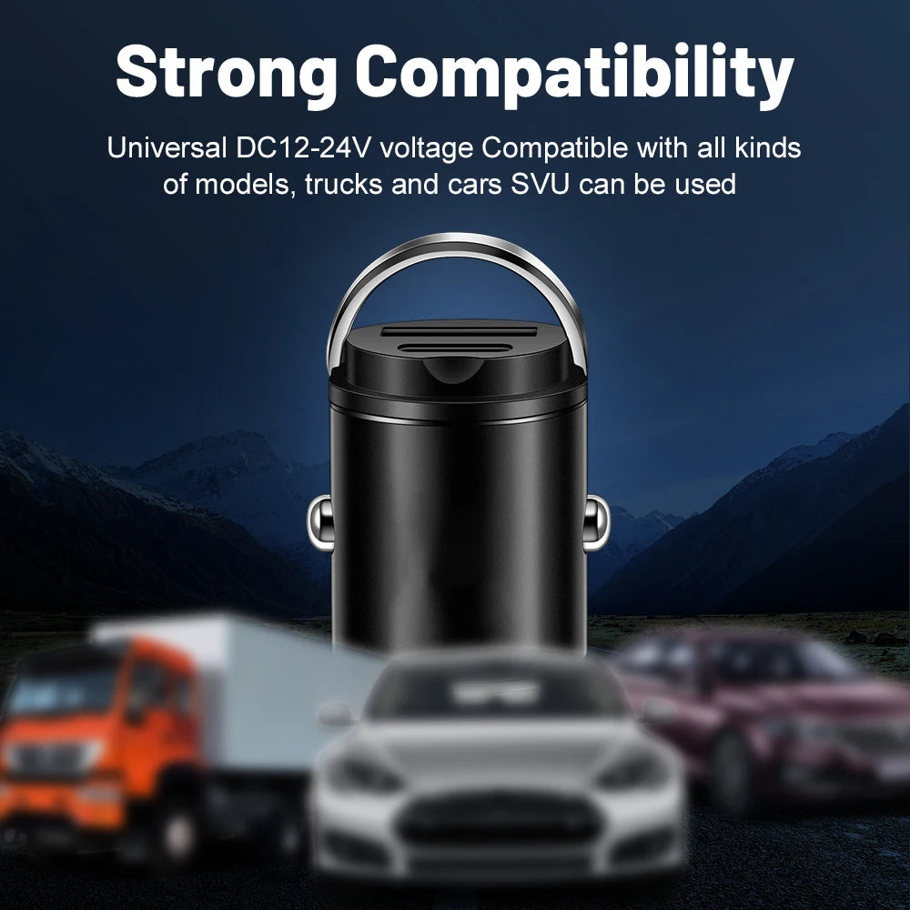 Mini PD USB Car Charger – Type-C Fast Car Charger with QC3.0 for iPhone, Samsung, Xiaomi & Huawei