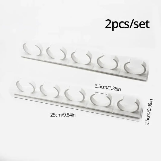 2pcs Grey Plastic Kitchen Jar Rack – Wall-Mounted Adhesive Seasoning & Spice Bottle Holder