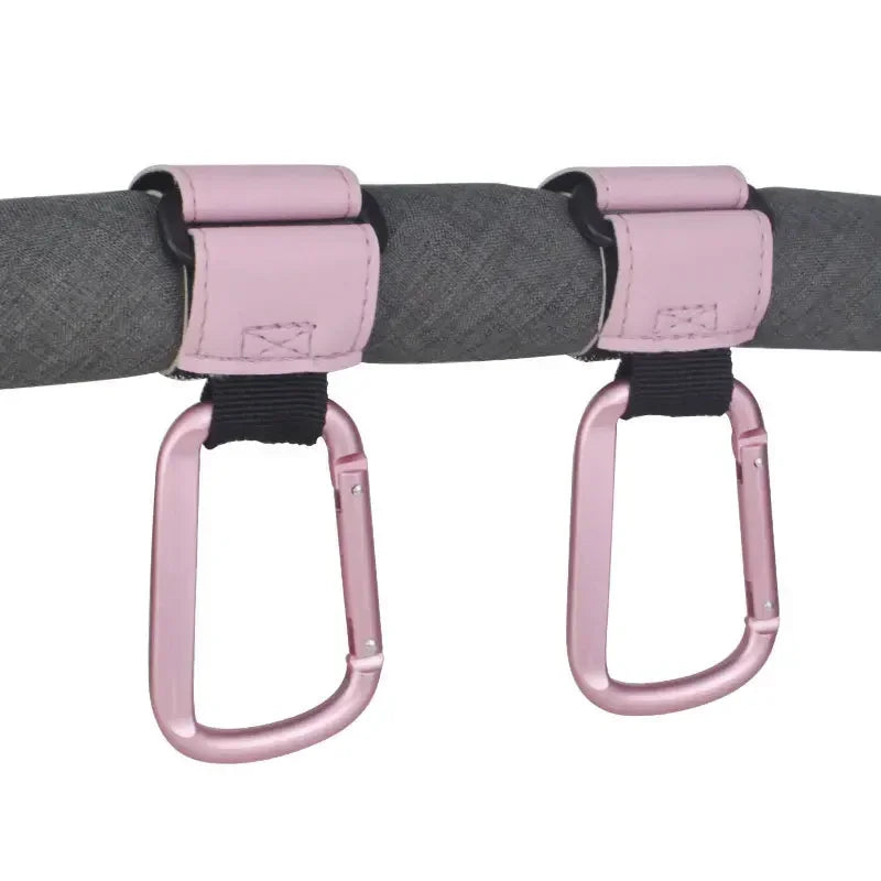 Stroller Organizer Hooks – 360° Rotatable PU Leather Pram Hanger Clips (1/2pcs)