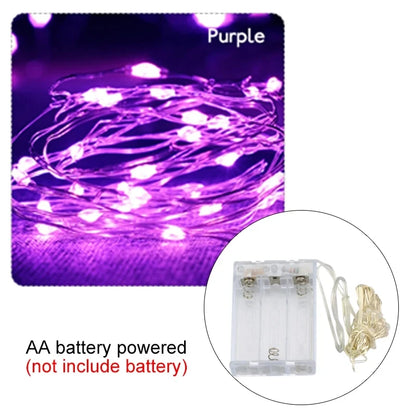 Copper Wire LED Tinsel Garland Battery Powered Fairy String Lights – 2M to 10M Waterproof Holiday Christmas Wedding Party Decor