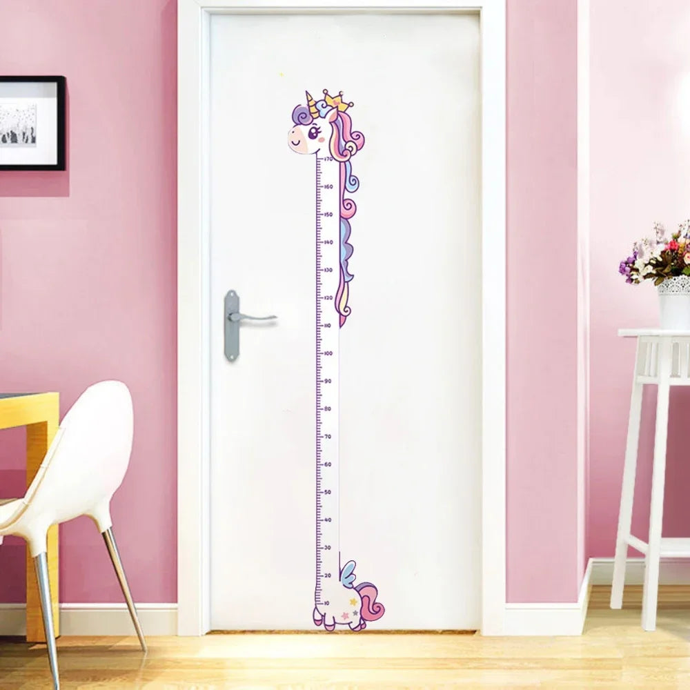 Whimsical Animal Growth Chart Wall Decals – Unicorn, Dino & Giraffe Height Stickers for Nursery & Kids Room Decor