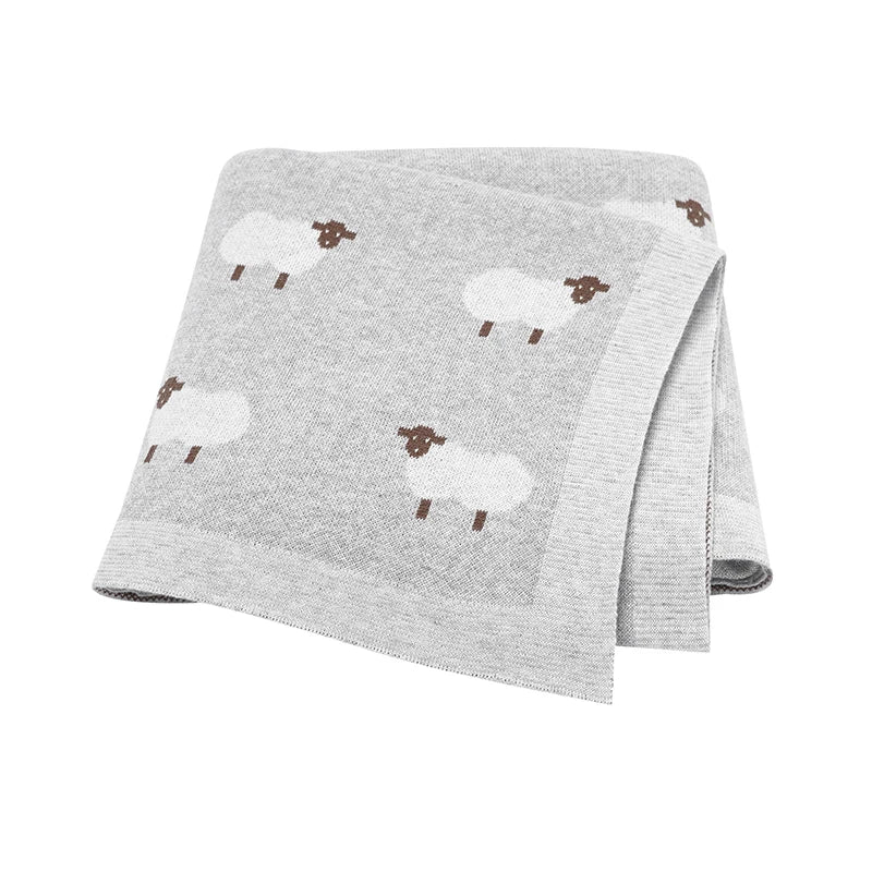 Knitted Baby Cotton Blanket – Soft Stroller Wrap & Nursery Quilt for Boys and Girls