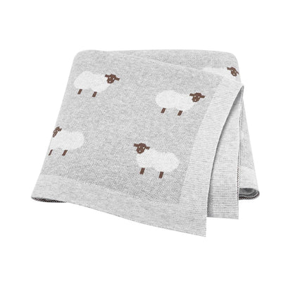 Knitted Baby Cotton Blanket – Soft Stroller Wrap & Nursery Quilt for Boys and Girls