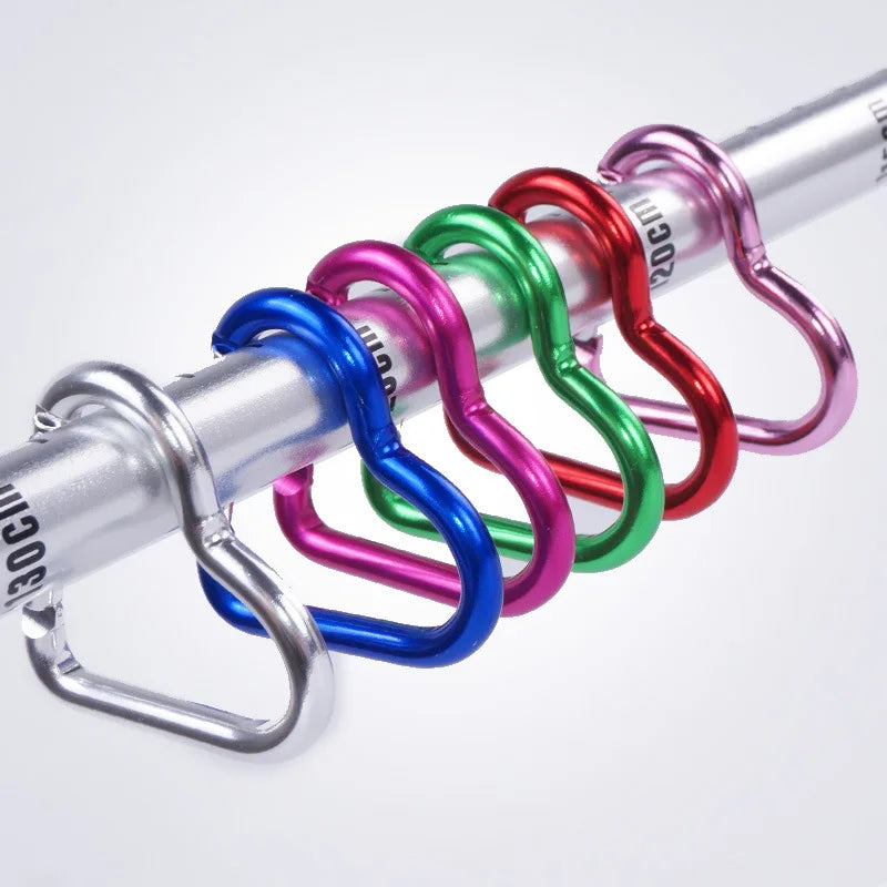 Heart-Shaped Aluminum Carabiner Clip – Keychain Hook for Outdoor, Travel, or Bottle Hanging