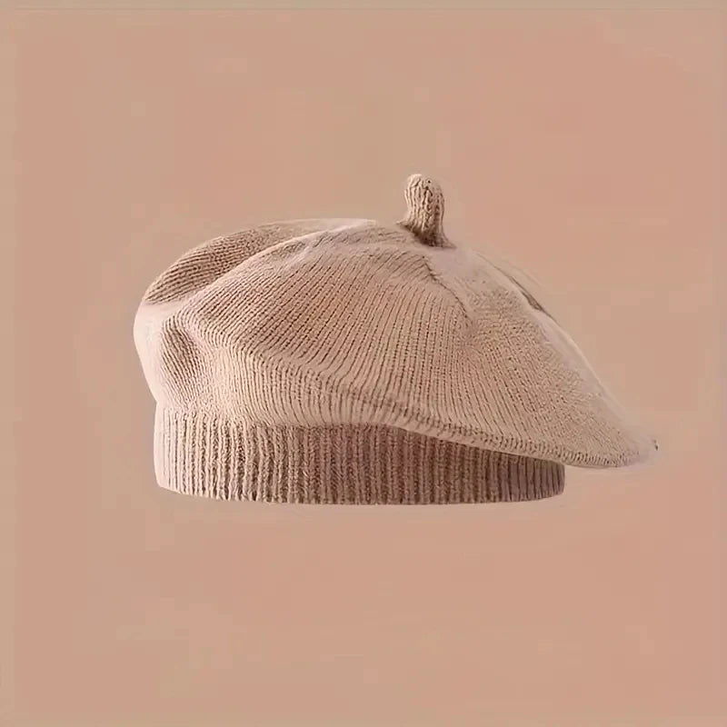 Flower Baby Beret Hat – Winter Warm Knitted Beanie Cap for Infant Girls