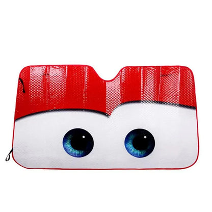 Car Front Windshield Sunshade – Solar Protection Sun Visor Cover with Fun Face Design