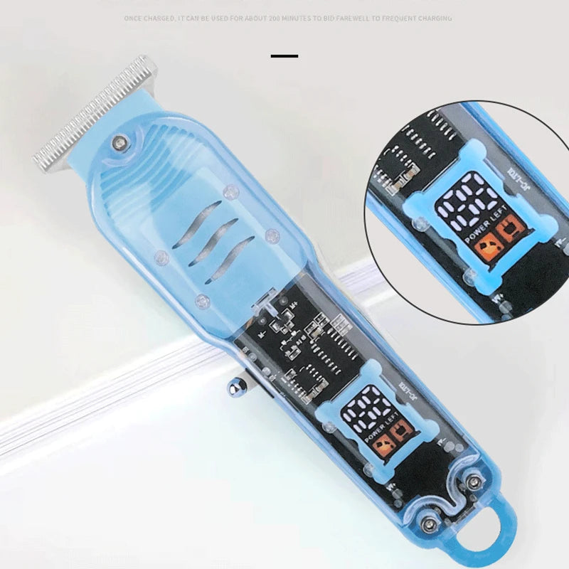 Transparent Hair Clipper with Power Display – 2023 Rechargeable Shaver for Men with Digital Screen