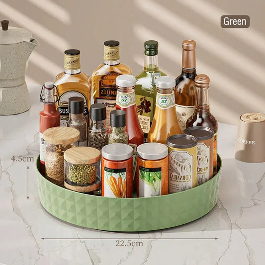 360° Rotating Seasoning Storage Rack – Non-Slip Kitchen Spice Organizer & Cosmetic Tray