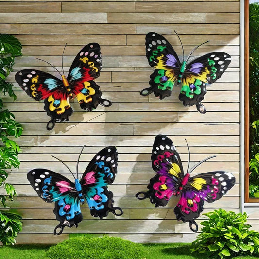 4pcs/set Iron Metal Butterfly Wall Art for Outdoor Fence Garden Hanging Decor Rustproof Iron Craft Home Decoration
