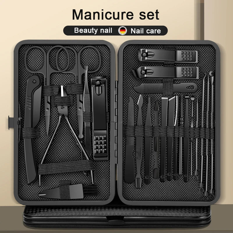 24-Piece Stainless Steel Manicure Set – Professional Nail Clipper Kit with Scissors, Ear Spoon, and Grooming Tools