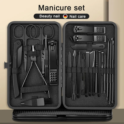 24-Piece Stainless Steel Manicure Set – Professional Nail Clipper Kit with Scissors, Ear Spoon, and Grooming Tools