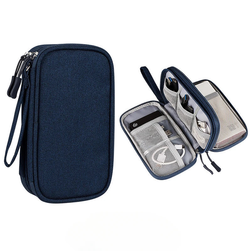 Double Layer Travel Cable Organizer – Waterproof Digital Storage Bag for Cables, Power Banks & Accessories