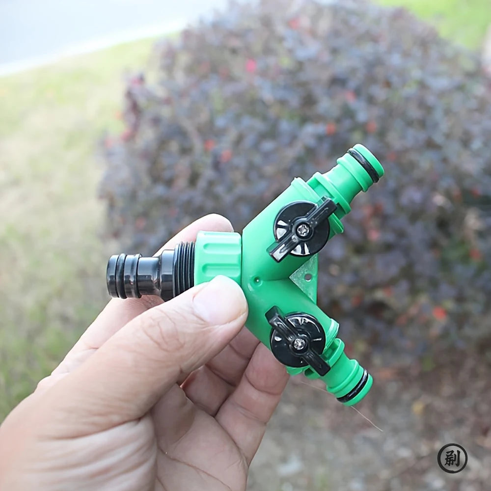 Garden Water Splitter Y Connector 2-Way Valvewith Switch for Faucet Irrigation Flower Planting Water Control Plastic Adapter