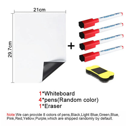 A4 Magnetic Dry Erase Board – Flexible Fridge Whiteboard Sheet for Kitchen Memo & Grocery List