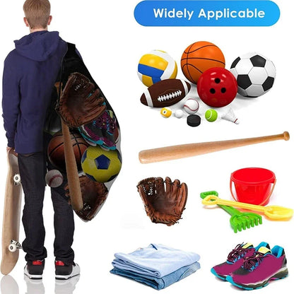 Mesh Soccer Ball Bag – Extra Large Drawstring Sports Equipment Storage with Zipper Pocket