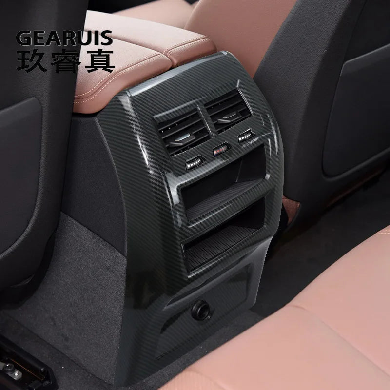 Car Carbon fiber Rear Air Conditioning Vent Outlet decoration Cover Sticker For BMW X5 G05 X6 G06 2019-2022 Interior Accessories