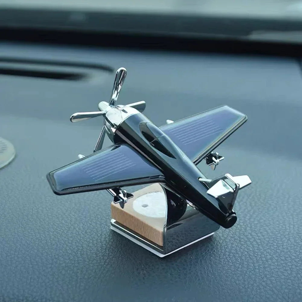 Solar-Powered Rotating Airplane Ornament – Dashboard Car Decoration & Desktop Display
