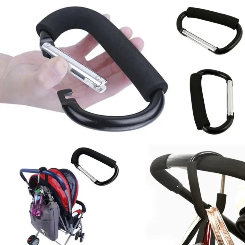 Large Carabiner Stroller Hook Organizer – Aluminum D-Ring Clip for Bags & Purses