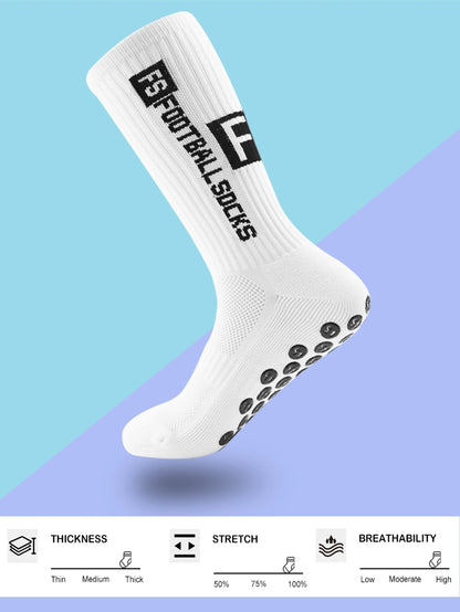 4 Pairs Men’s Soccer Grip Socks – Non-Slip Athletic Socks with Cushion Pads
