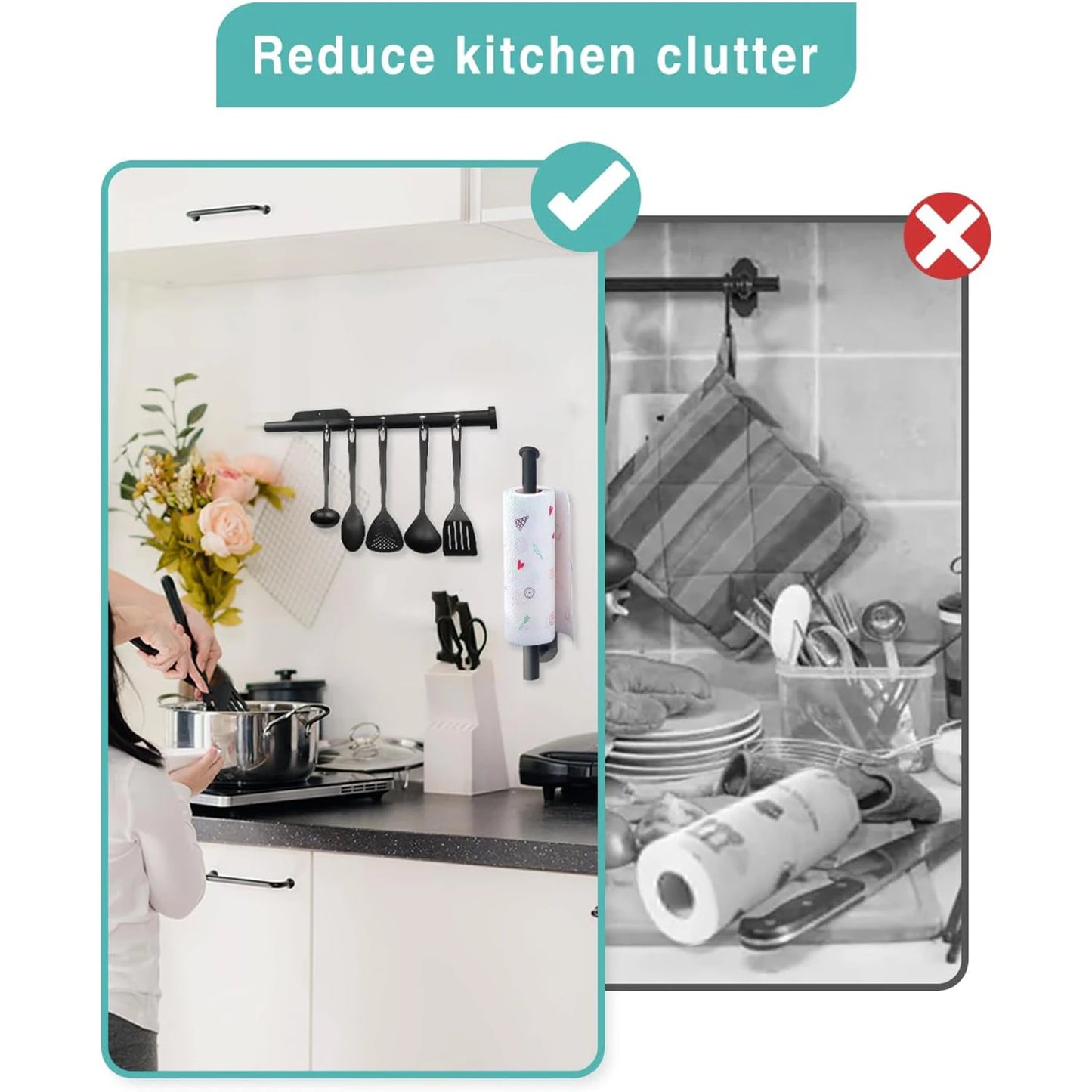 Adhesive Paper Towel Holder – Under Cabinet Tissue Rack for Kitchen & Bathroom Storage