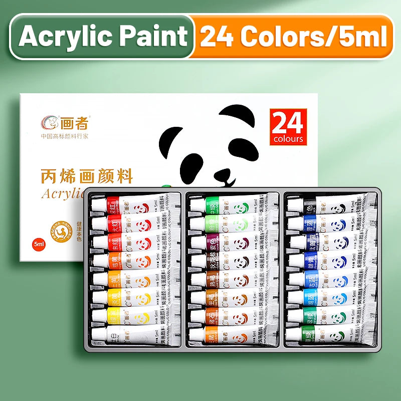 Acrylic Paint Set 12/18/24 Colors – Waterproof Portable Art Paints for DIY Crafting