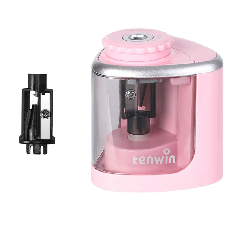 Tenwin Electric & Manual 2-in-1 Pencil Sharpener – Portable Safe Auto Blade Sharpener for Students & Artists