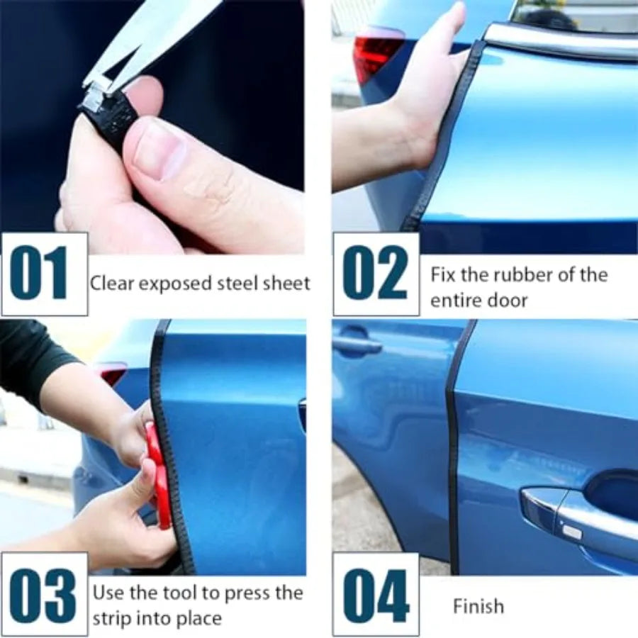 Car Door Rubber Seal Strip with Side Bulb 32.8' UShape Weather Stripping Soundproofing Edge Guard Trim Universal Auto Accessori