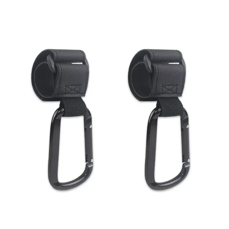 Stroller Organizer Hooks – 360° Rotatable PU Leather Pram Hanger Clips (1/2pcs)